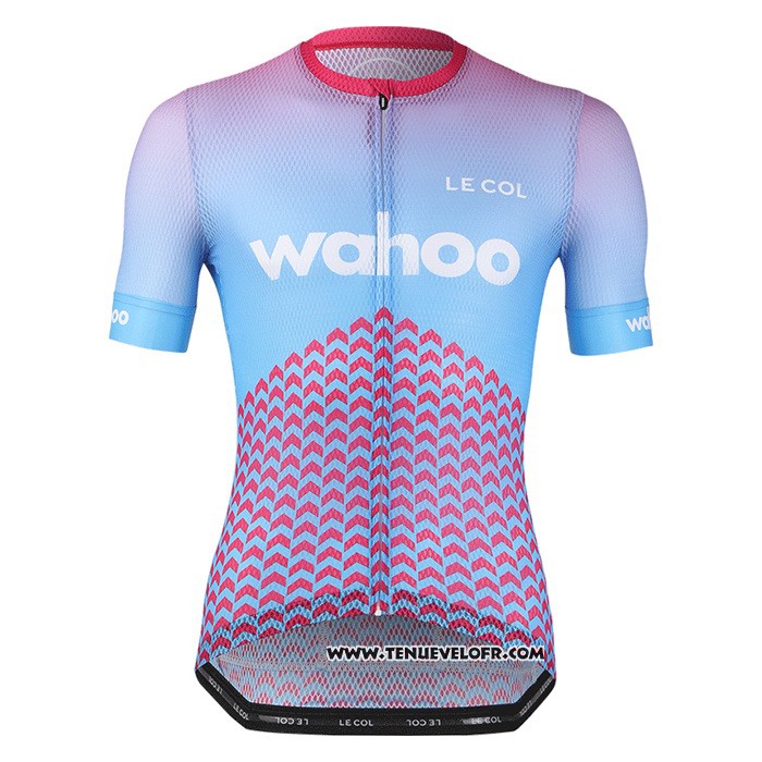 2020 Maillot Ciclismo Le Col Azur Rose Manches Courtes et Cuissard